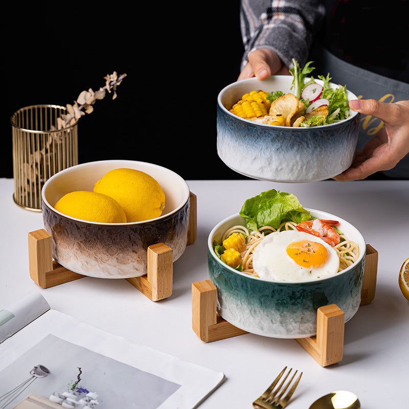 Creative Ceramic Bowl with Stone Pattern for Soup & Salad