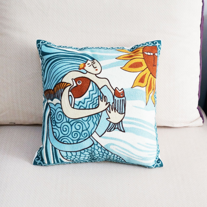 Abstract Picasso Embroidered Cushion Cover Set
