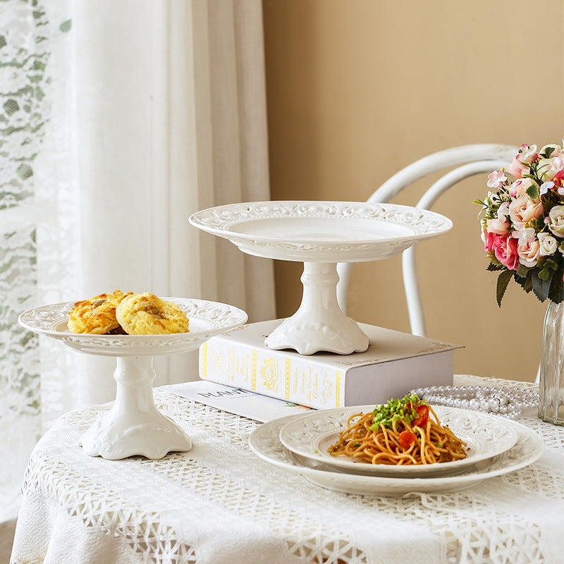 French Embossed Ceramic Plate for Breakfast & Salad