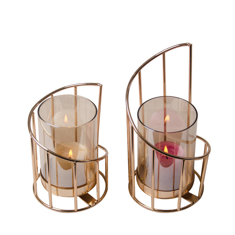 Nordic Geometric Candle Holder, Electroplated Iron Craft