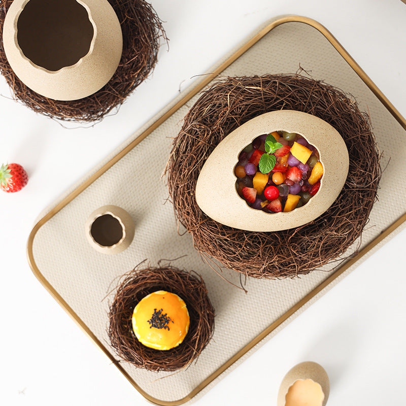 Creative Bird Nest Dessert Ceramic Bowl for Dining