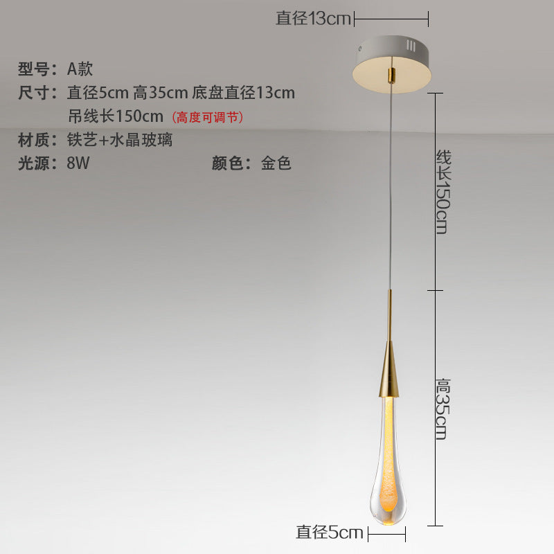 Modern Minimalist Crystal Water Drop Pendant Light