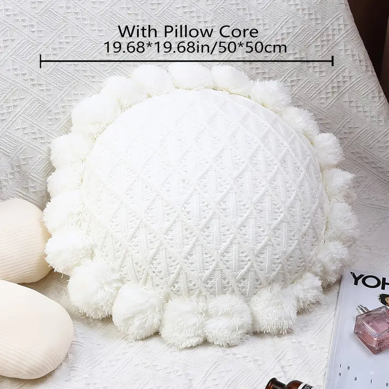 Round Knitting Decorative Pillow for Sofa and Bed