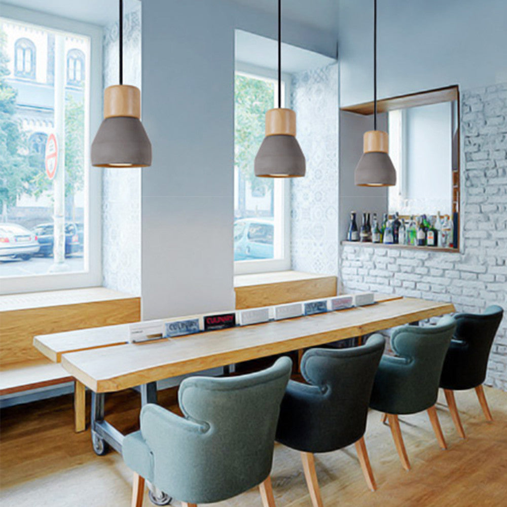 Nordic Creative Modern Colorful Cement Wood Pendant Light