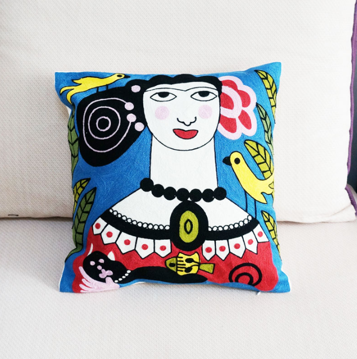 Abstract Picasso Embroidered Cushion Cover Set