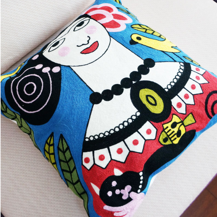 Abstract Picasso Embroidered Cushion Cover Set