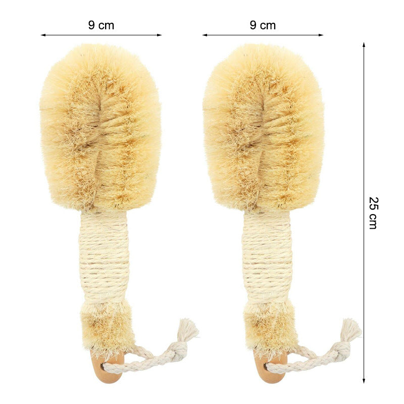 Body Cleaning Brush with Plant Fiber and Wooden Handle