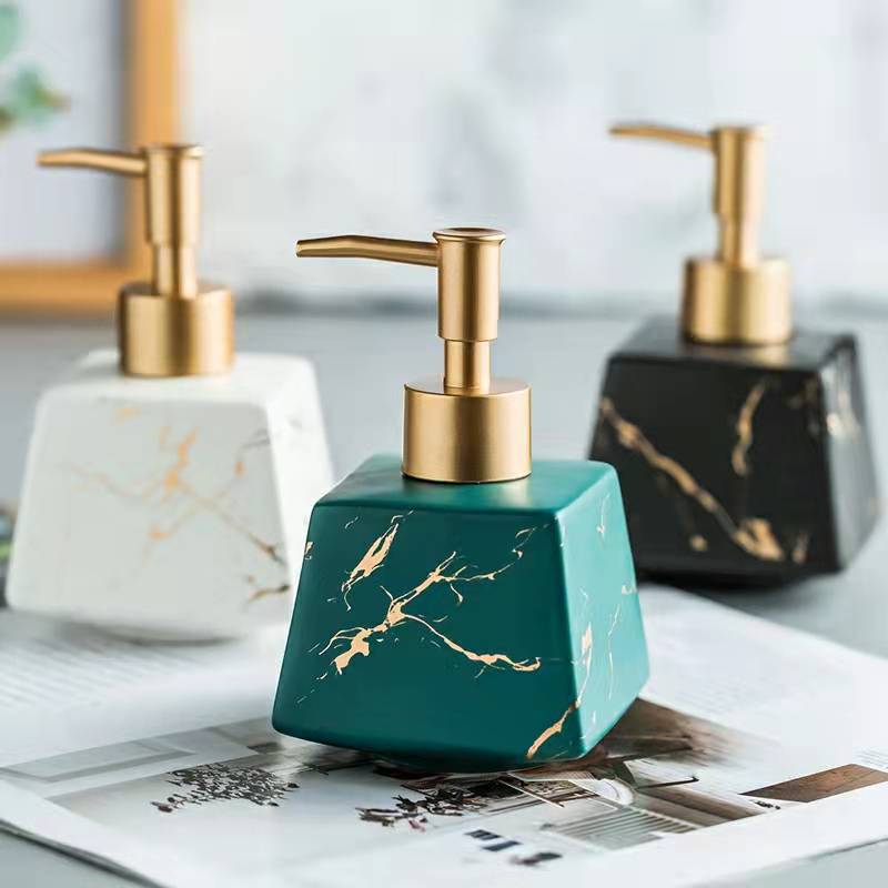 Ceramic Marble Bathroom Pump Bottles for Liquids
