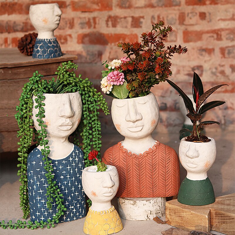 Artistic Portrait Sculpture Planter for Home Decor