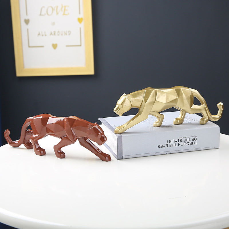 Nordic Resin Leopard Origami Decorative Sculpture