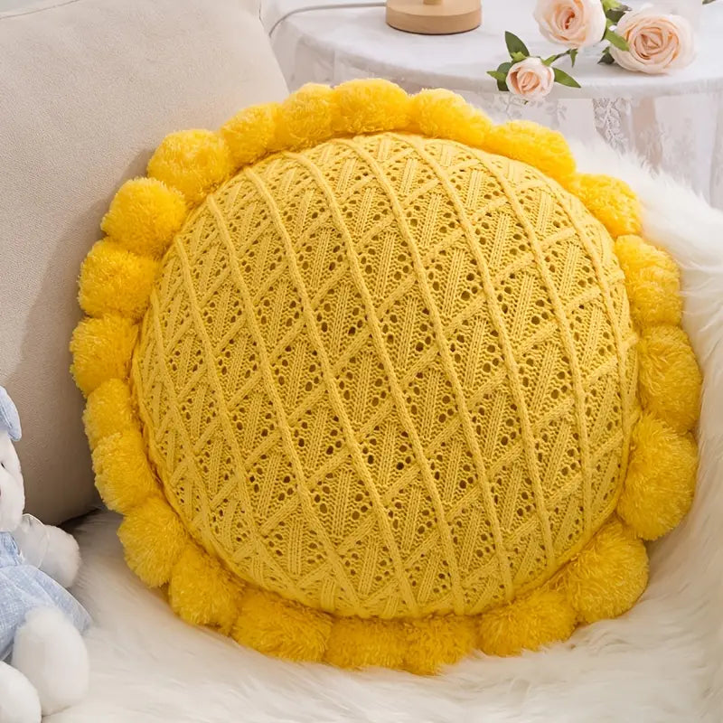 Round Knitting Decorative Pillow for Sofa and Bed