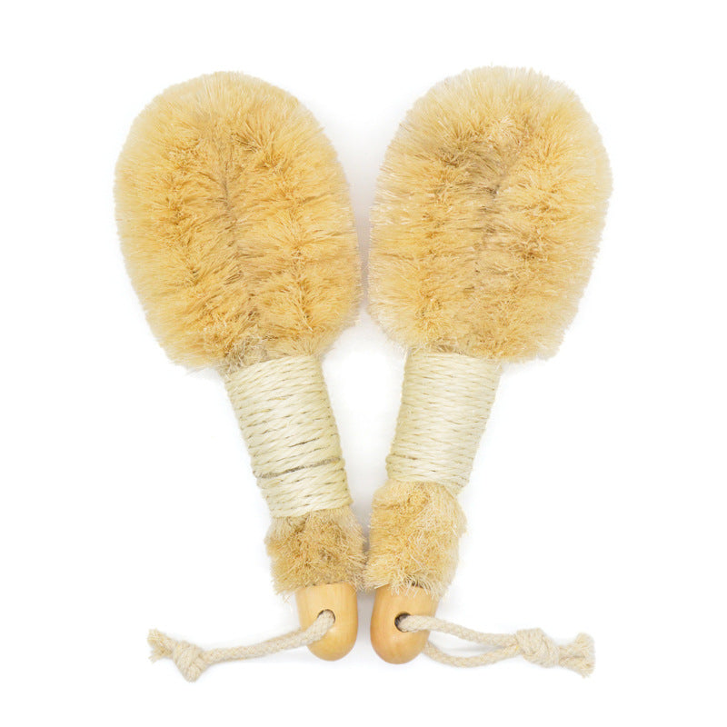 Body Cleaning Brush with Plant Fiber and Wooden Handle