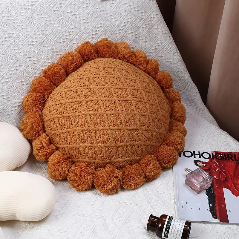 Round Knitting Decorative Pillow for Sofa and Bed