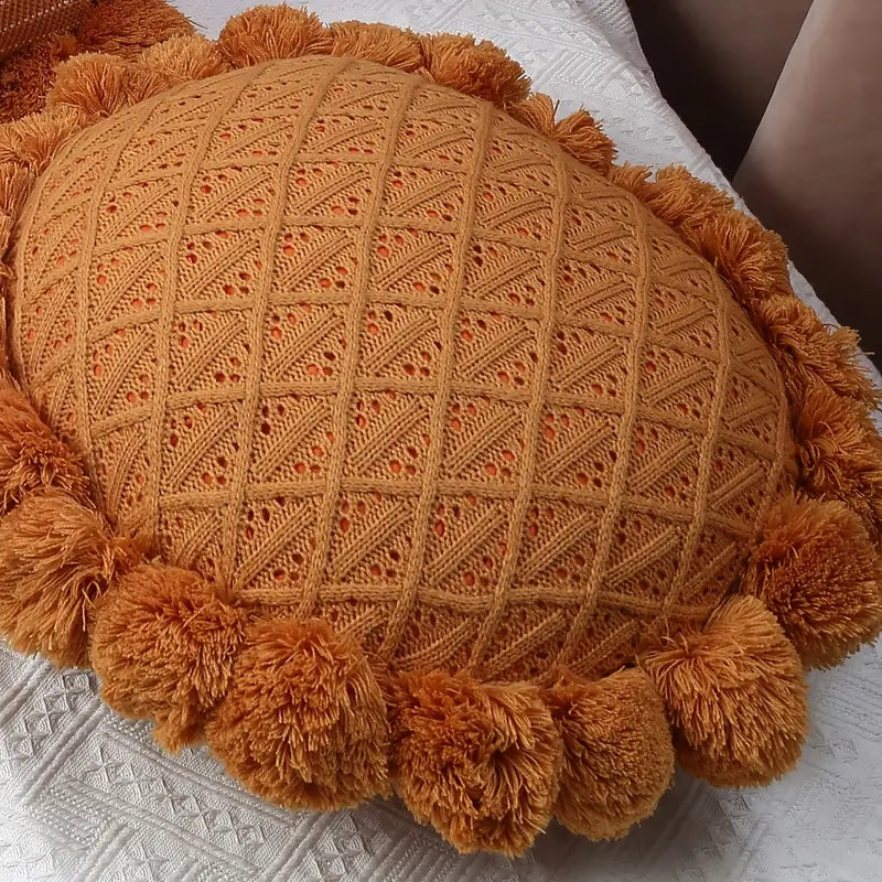 Round Knitting Decorative Pillow for Sofa and Bed