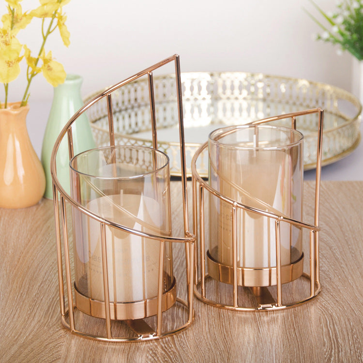 Nordic Geometric Candle Holder, Electroplated Iron Craft