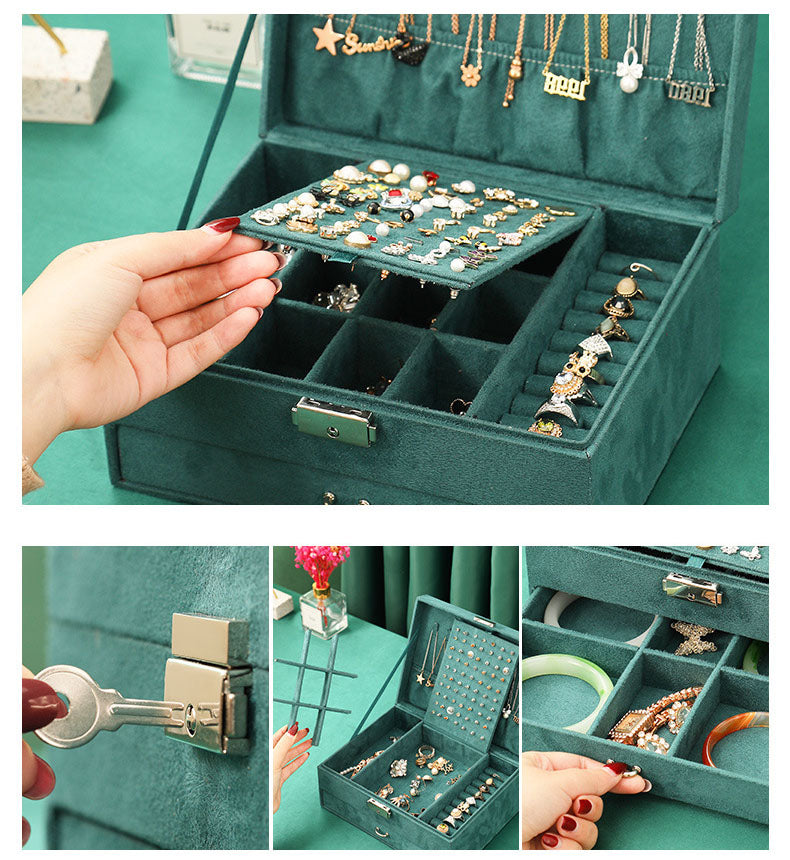Korean Vintage Jewelry Box with Large Capacity Storage
