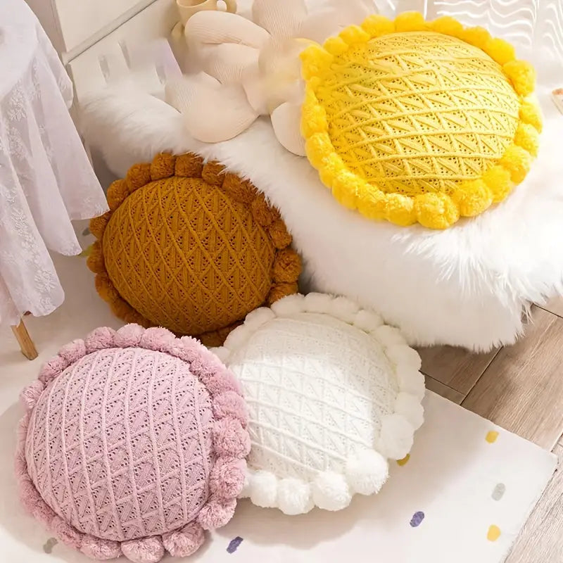 Round Knitting Decorative Pillow for Sofa and Bed