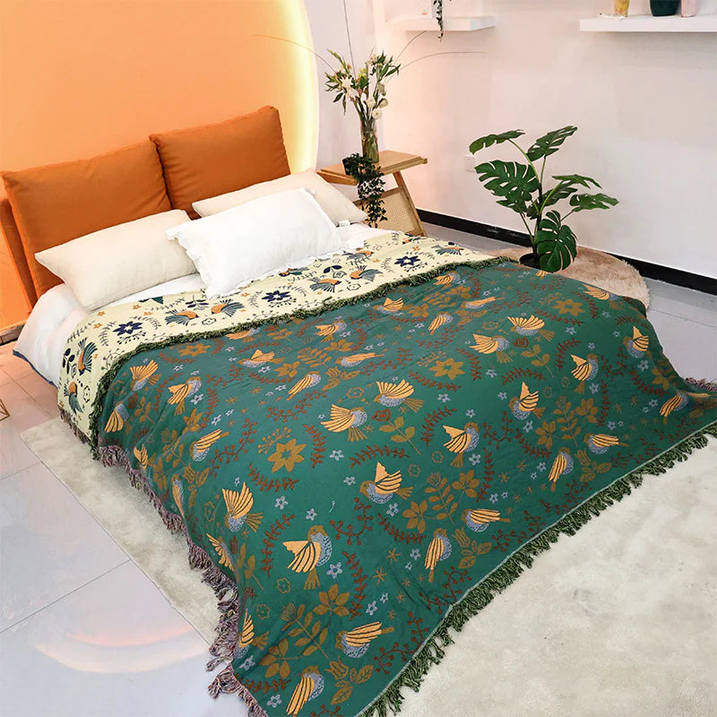 Cotton Gauze Tassel Throw Blanket