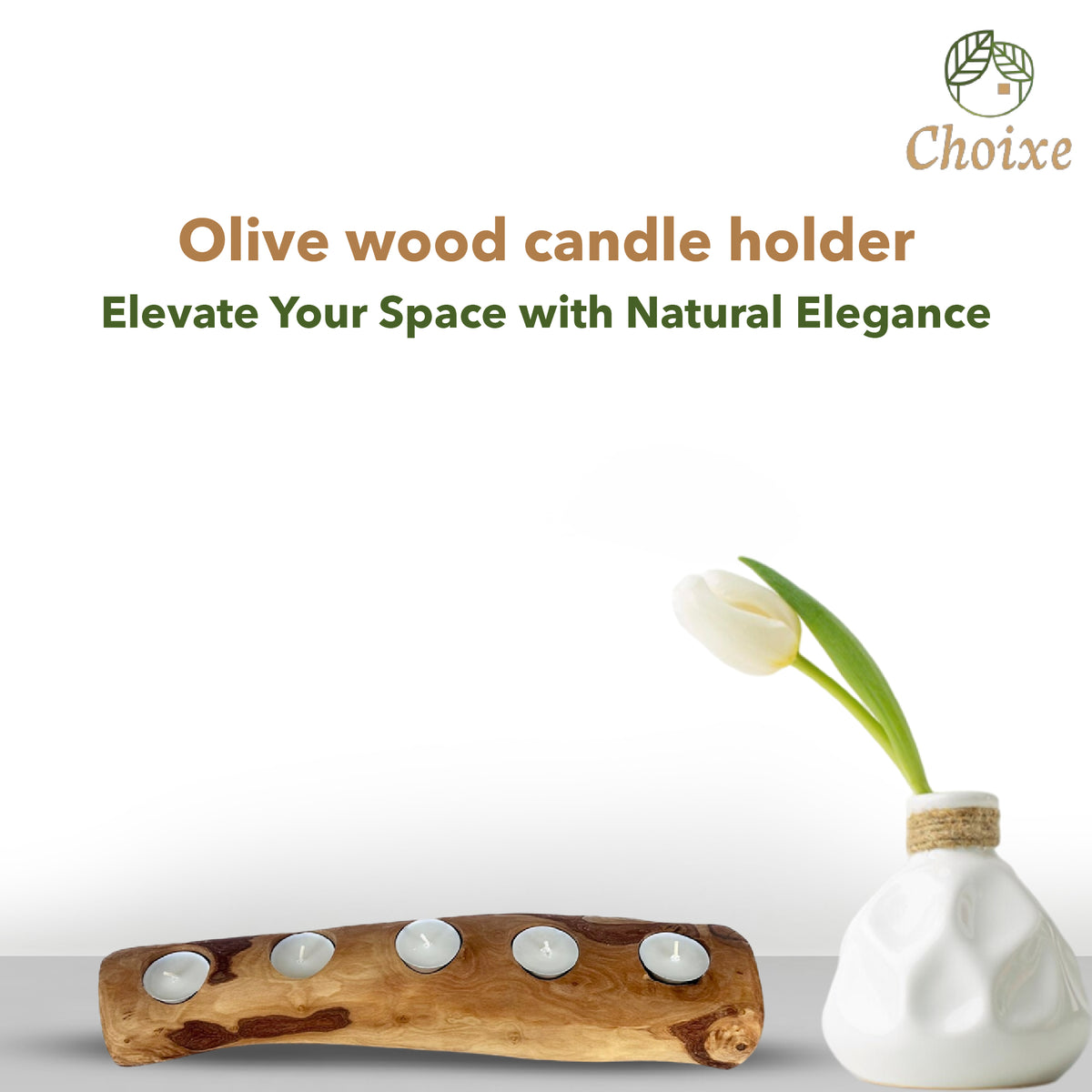 Olive Wood Candle Holder