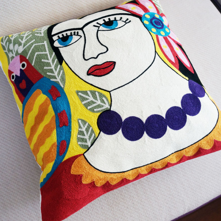 Abstract Picasso Embroidered Cushion Cover Set