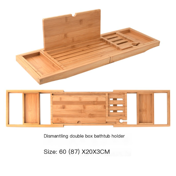 Expandable Non-Slip Bamboo Bathtub Storage Rack