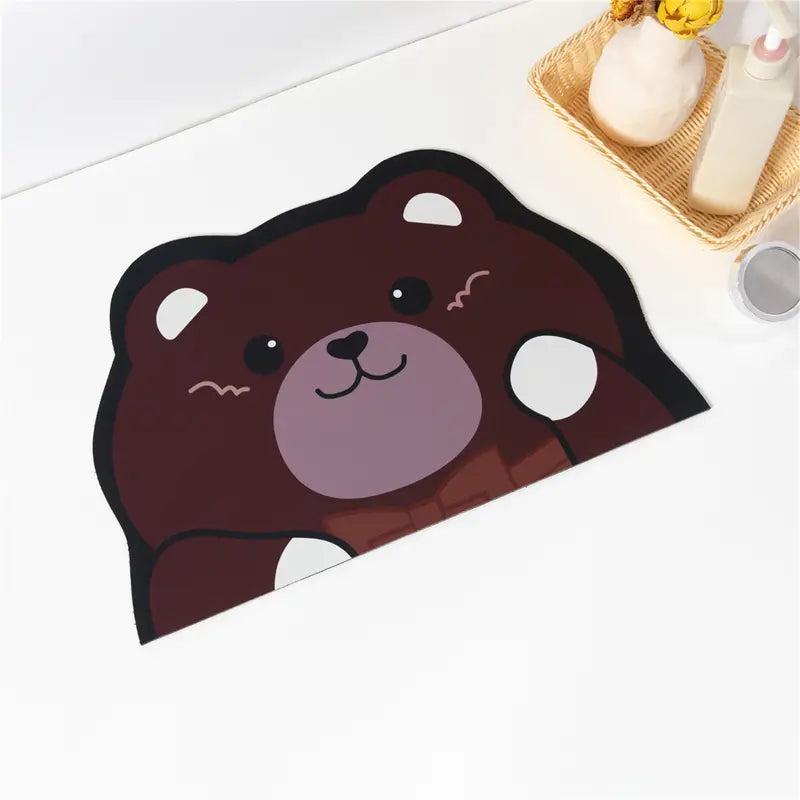Dark Brown Bear Diatomaceous Earth Bath Mat