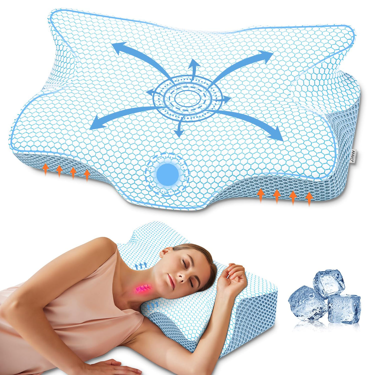Anvo Ergonomic Cervical Sleep Pillow — Memory Foam