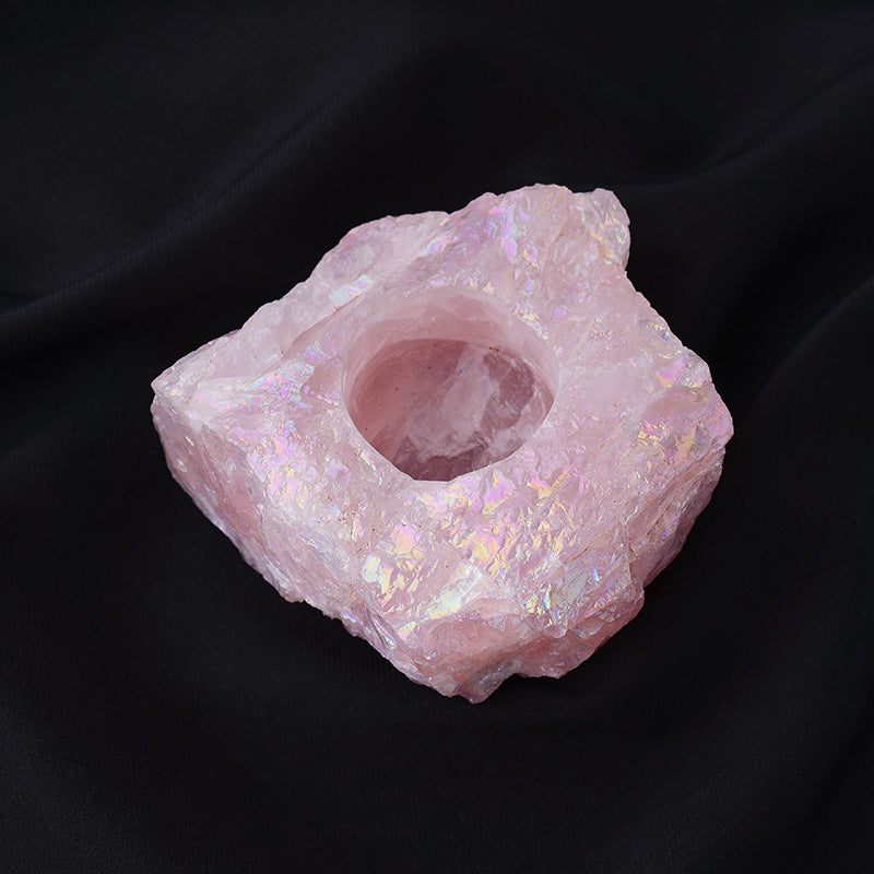 Natural Amethyst and Quartz Candle Holder Decor