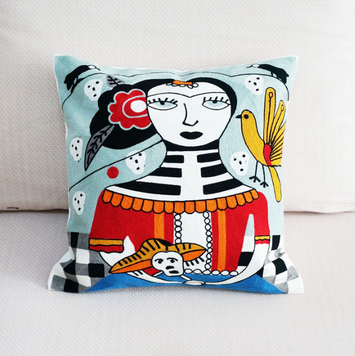 Abstract Picasso Embroidered Cushion Cover Set