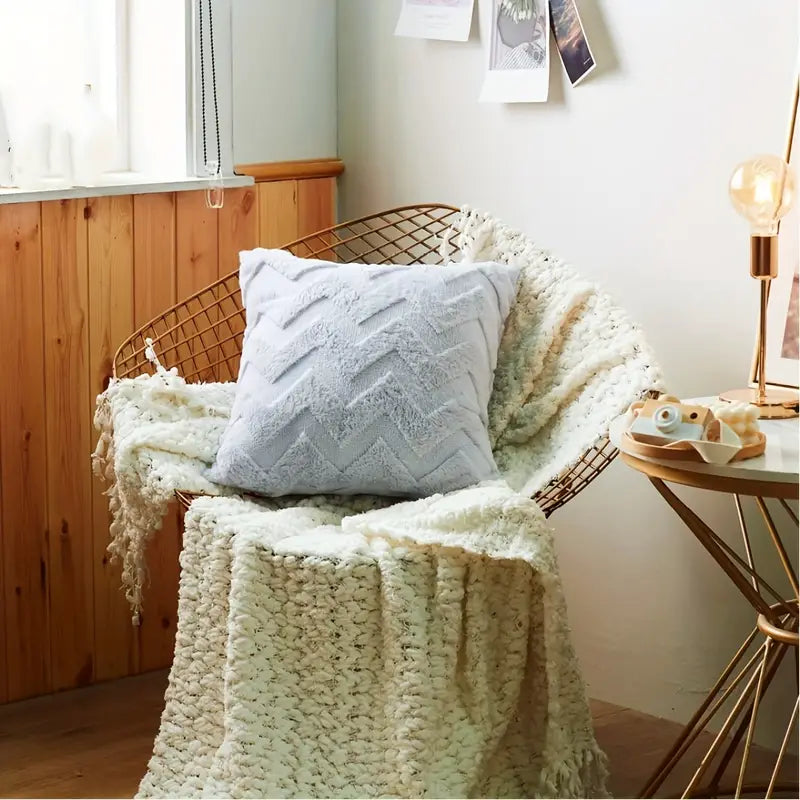 Wavy Pattern Decorative Pillow Cover for Sofa (1pc)